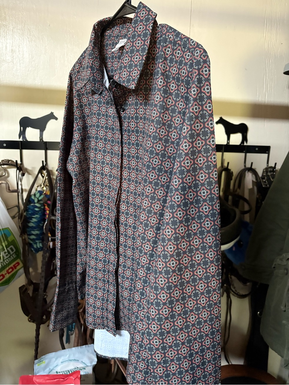 Kerrits Women's  Geometric Print Shirt Jacket in Black and Brown